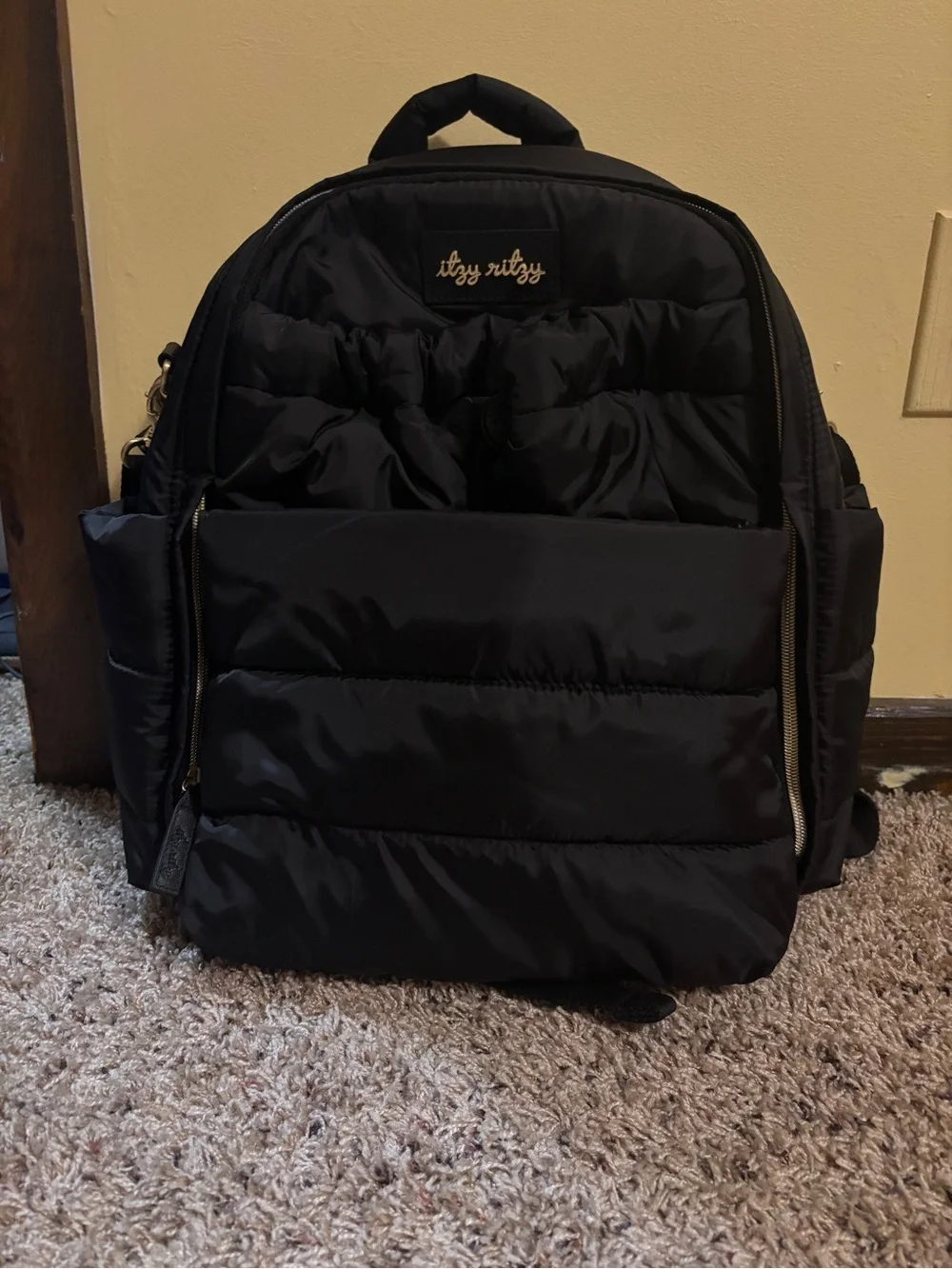 Itzy Ritzy Black Puffer Baby Bag Backpack